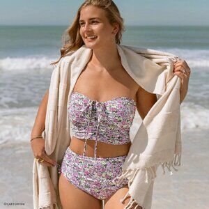 NWT, LANDS' END, Women's Ruched Halter Midkini Top, 14